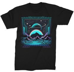 mens synthwave retro mountain shirt space galaxy graphic tees