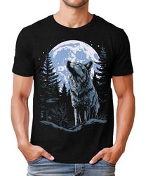 mens winter wolf shirt graphic tee short sleeve premium tshirt