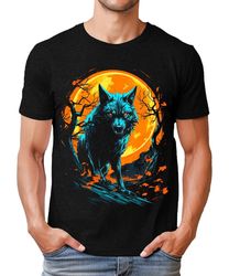 wolf moon halloween mens graphic tee premium short sleeve shirt