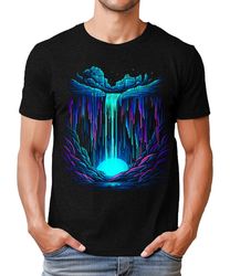 cosmic waterfall mens trippy graphic tee premium short sleeve shirt