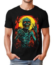 zombie skeleton halloween mens graphic tee premium short sleeve shirt