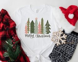 ladies merry christmas shirt, women christmas shirt, cute christmas shirt, women holiday shirt, family christmas tree sh