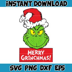 grinch svg, grinch christmas svg, grinch face svg, grinch hand svg, clipart cricut vector cut file, instant download (40