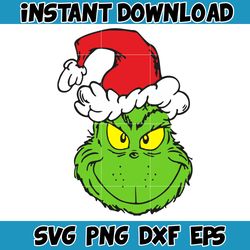 grinch svg, grinch christmas svg, grinch face svg, grinch hand svg, clipart cricut vector cut file, instant download (40