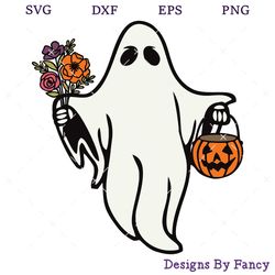floral ghost svg, funny halloween svg, ghost svg