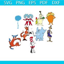 dr seuss characters bundle svg, dr seuss svg, trending svg, horton elephant svg, thing one thing two svg, the lorax svg,