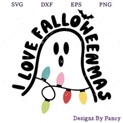 i love falloweenmas svg, ghost christmas svg, happy falloweenmas svg