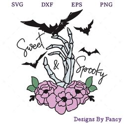 Sweet Spooky SVG, Floral Skeleton Hand SVG, Spooky Halloween SVG