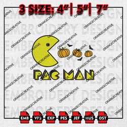 pac man pumpkin halloween embroidery files, spooky season, halloween embroidery designs, game machine embroidery files