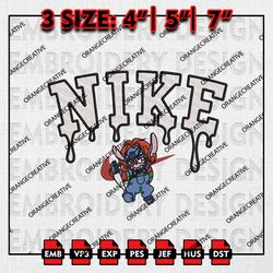 nike chibi chucky embroidery files, horror characters embroidery designs, halloween machine embroidery pattern
