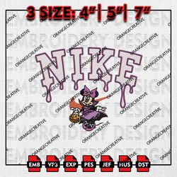 nike trick or treat minnie pumpkin halloween embroidery files, disney halloween embroidery, machine embroidery pattern