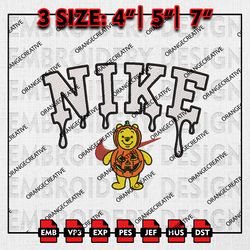 nike winnie pooh pumpkin embroidery files, spooky, halloween embroidery, winnie pooh machine embroidery designs