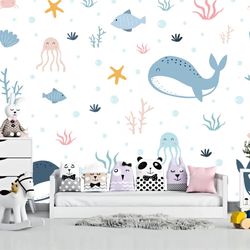 ocean murals children's wallpaper decor cartoon wall sticker