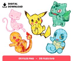 05 clipart - bundle layered svg, pokemon baby, baby pikachu, baby shower, digital download, clipart, png, svg, cut file