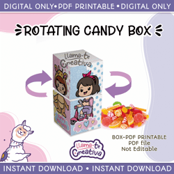 rotating candy box , pdf printable, instant download, birthday party kids, not editable