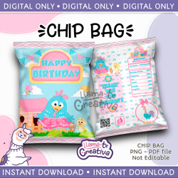 lottie dottie chip bag, instant download, not editable