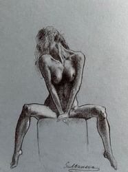 original  erotic drawing "sexy lady"