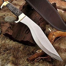 d2 steel high polish blade custom handmade kukri knife wood handle with sheath