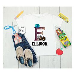 custom kids halloween shirt, personalized halloween name t-shirt, customized name toddlers outfit, boys halloween tee, h