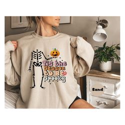 tis' the season to be spooky t-shirt, vintage spooky season shirt, retro fall pumpkin sweatshirt, skeleton hoodie, happy