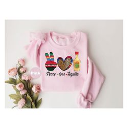 peace love tequila t-shirt, retro fiesta sweatshirt, leopard mexico hoodie, inspirational shirt, funny drinking outfit,