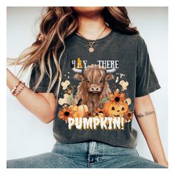 hey pumpkin highland cow png, highland cow png, western fall png, fall cow sublimation, western halloween png, western f