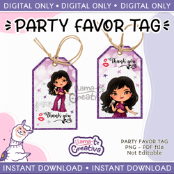 two mexican singer birthday party favor tags, instant download, not editable