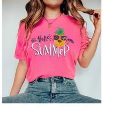 comfort colors hello summer shirt, summer vacation shirt,summer season shirt, gift for summer lover, gift for women