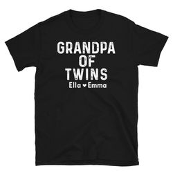 personalized grandpa of twins shirt, twin grandpa shirt, twin grandpa gifts, custom grandpa papa dad of twins, gifts for