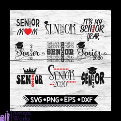 senior 2020 svg, senior svg, bundle, svg, graduation svg, class of 2020 svg back to school