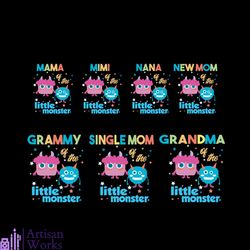 mama of the little monsters bundle svg, mothers day svg, mama svg, mami svg, nana svg, new mom svg, grammy svg, single m