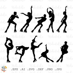 figure skater svg, figure skater silhouette, figure skater  cricut, figure skater stencil templates, clipart png