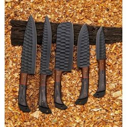 damascus chef set of 5 chef knife - kitchen chef knife set damascus knife