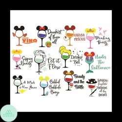 Disney Princess Wine Glass Svg Bundle, Trending Svg, Disney