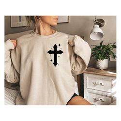 pocket cross sweatshirt, faith cross shirt, christian gift, religious shirt, vertical cross tee, christian gift, faith g