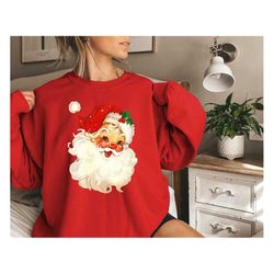 retro christmas santa sweatshirt,retro santa hat sweater,vintage santa graphic sweatshirt,holiday sweat,santa shirt,clas