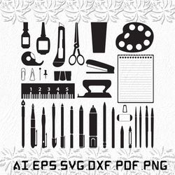 stationery tools svg, stationery tool svg, stationery svg, tools, tool, svg, ai, pdf, eps, svg, dxf, png