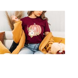 Watercolor Pumpkin Shirt, Cute Pumpkin Fall Tee, Cozy Thanksgiving Shirt, Family Thanksgiving Shirt, Fall Lover Tshirt,