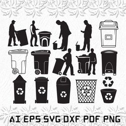 man and trash bin svg, man trash bin svg, man, trash, bin, svg, ai, pdf, eps, svg, dxf, png