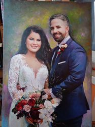 custom oil portrait on stretched canvas, portrait from photo,  oil portrait handmade, family portrait