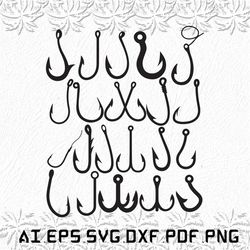 fish hook svg, fish svg, hook svg, fisherman, fishing, svg, ai, pdf, eps, svg, dxf, png