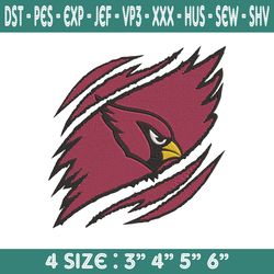 arizona cardinals ripped claw embroidery, arizona cardinals embroidery, cardinals ripped claw embroidered