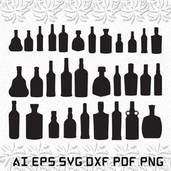 bottle svg, alcohol bottle svg, alcohol svg, bottles, wine, svg, ai, pdf, eps, svg, dxf, png