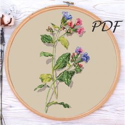 cross stitch pattern pdf lungwort cross stitch pattern pdf design for embroidery