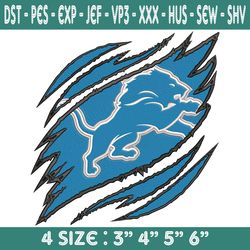 detroit lions ripped claw embroidery, detroit lions embroidery, lions ripped claw embroidered, lions embroidery