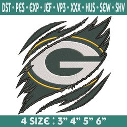 green bay packer ripped claw embroidery, green bay packer embroidery, packer ripped claw embroidered, packer embroidery