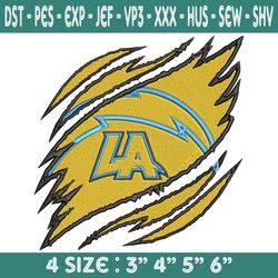 los angeles chargers ripped claw embroidery, los angeles chargers embroidery, chargers ripped claw embroidered