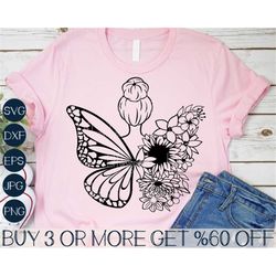 mothers day svg, floral butterfly svg, messy bun svg, mom life svg, sunflower svg, mama svg files for cricut, sublimatio