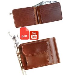 pdf pattern of a wallet with a money clip and external coin holder - pattern of a leather wallet - download pdf