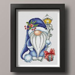 cute winter gnome cross stitch pattern pdf, christmas gnome, winter cross stitch, holiday gnome, christmas cross stitch